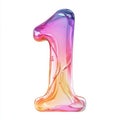 A colorful, translucent number one with a gradient design, resembling liquid Royalty Free Stock Photo