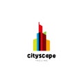 Colorful Transparent City Scape Logo Design Template Royalty Free Stock Photo