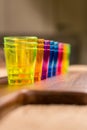 Colorful transparent cups for party drinks