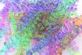 Colorful transparent plastic or glass 3D rendering. Bunch of com