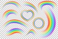 Colorful transparent rainbows cool vector set. Royalty Free Stock Photo