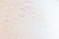 Colorful Transparent Soap Bubbles Texture Background. Soap Sud Bubbles Water