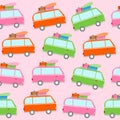 Colorful travel car seamless pattern background Royalty Free Stock Photo