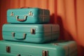 Colorful travel suitcase trip. Generate Ai