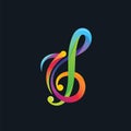 colorful treble clef and quaver note icon for music and musical applications vector design web Royalty Free Stock Photo