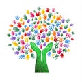 Colorful tree hand concept for nature team help Royalty Free Stock Photo