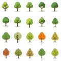 tree icons collection vector illustration, colorful tree icons set for nature design, Royalty Free Stock Photo
