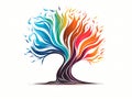 A colorful tree logo icon in hand-drawn style Royalty Free Stock Photo