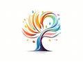 A colorful tree logo icon in hand-drawn style Royalty Free Stock Photo