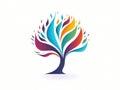 A colorful tree logo icon in hand-drawn style Royalty Free Stock Photo