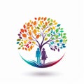 Colorful Tree Logo: Romantic Illustration For Dementia Care Royalty Free Stock Photo