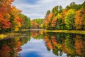 Colorful autumn tree reflections in pond Royalty Free Stock Photo