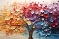 Colorful tree with vibrant leaves hanging branches. AI Generative