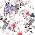 Colorful Trendy Floral pattern in the many kind of flowers. Tro
