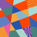 Colorful trendy geometric shapes flat elements of a pattern. Pop art style texture. Modern abstract design for poster and cover Royalty Free Stock Photo