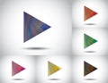 Colorful triangle play icon collection set white background Royalty Free Stock Photo