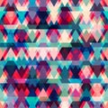 Colorful triangle seamless pattern with grunge effect