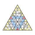 Colorful triangle sudoku game for children vector illustration. Complete number puzzle - place 1-9 numbers in each