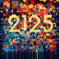 Bold numbers and vibrant patterns in a creative digital artwork for 2125 Royalty Free Stock Photo