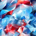 Colorful triangular background with blues and reds in crystal cubism style (tiled)