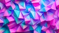 Colorful triangular 3d shape texture background. Periwinkle, pink, and lime color palette