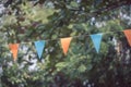 Colorful triangular flags of decorated celebrate Royalty Free Stock Photo