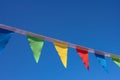 Colorful triangular flags of decorated celebrate outdoor party sunlight Royalty Free Stock Photo