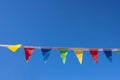 Colorful triangular flags of decorated celebrate outdoor party sunlight Royalty Free Stock Photo