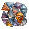 Colorful Triangular Glass Gems. Decorative Elements For Jewelry And Craft Design Isolated On Transparent Background Royalty Free Stock Photo