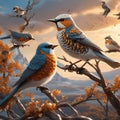 colorful trilling songbirds, AI-Images Royalty Free Stock Photo