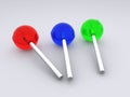 Colorful trio of lollipops Royalty Free Stock Photo