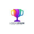 Colorful trophy abstract logo design template