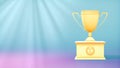 colorful trophy bowl on podium - tournament symbol - object 3D illustration