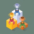 Colorful Trophy Podium with Awards for First Second and Third Places Royalty Free Stock Photo