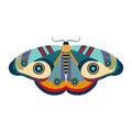 Colorful Tropical Butterfly Moth Icon in Cartoon Royalty Free Stock Photo