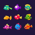 Colorful Tropical Fish Set Royalty Free Stock Photo