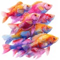 Colorful Tropical Fish Watercolor Illustration