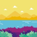 Colorful Tropical landscape. Beautiful environmental banner background