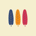 Colorful tropical leaves hand drawn vector illustration. Isolated set of banana leaf in flat style for icon. Royalty Free Stock Photo