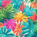 Colorful Tropical Leaves Seamless Pattern - Lilly Pulitzer Inspired