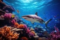 colorful tropical underwater shark theme near the reef