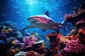 colorful tropical underwater shark theme near the reef