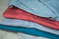 Colorful trousers set in fashion store for men showr