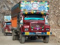 Colorful trucks brand TATA in Indian Himalayas Royalty Free Stock Photo