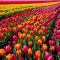 Colorful tulip fields in the Netherlands