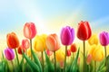 Colorful tulip flowers on a sunny day AI generated