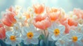 Vibrant bouquet of tulips and daffodils representing the beauty of spring and Easter celebrations with colorful blooms Royalty Free Stock Photo