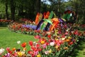 Colorful tulips fabric arches in display, Keukenhof