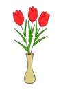 Colorful Tulips Flower and Vase Illustration Vector Royalty Free Stock Photo