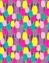 Colorful tulips on purple background seamless vector pattern Royalty Free Stock Photo